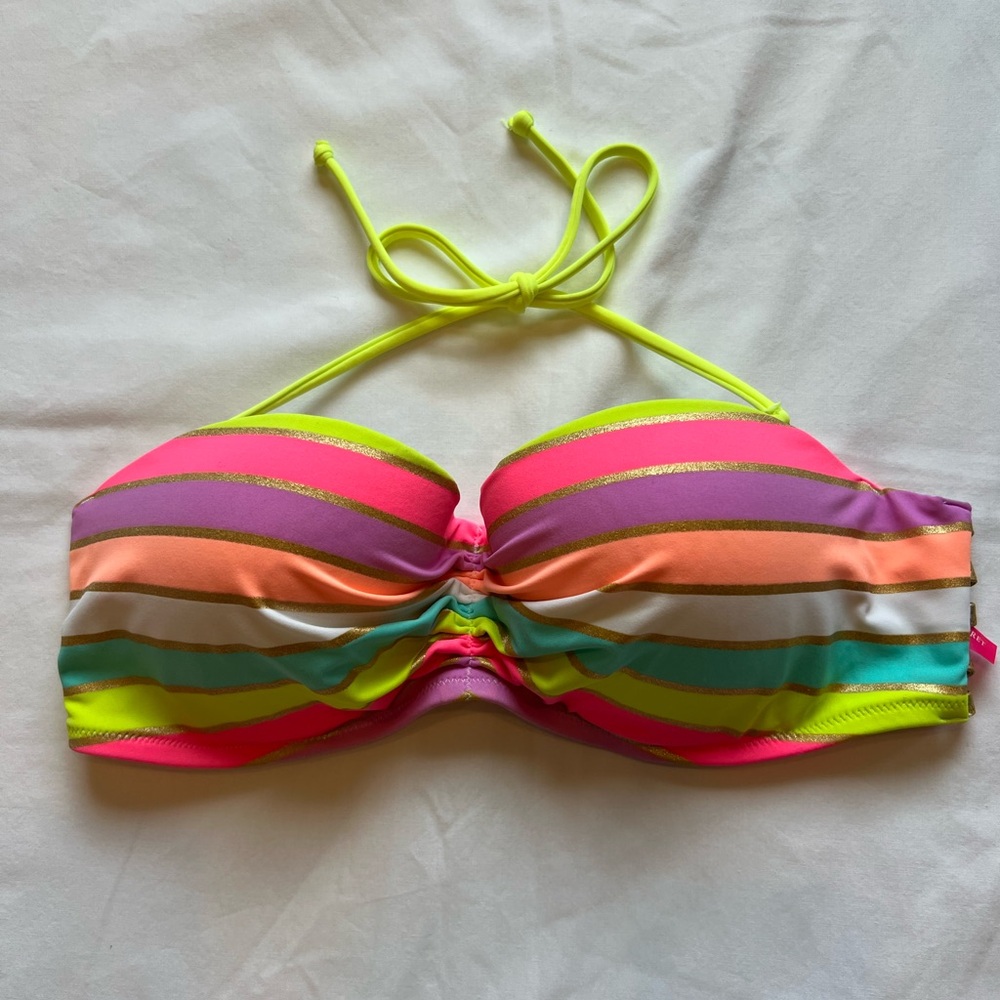 Victoria's Secret Neon Striped Bikini Top